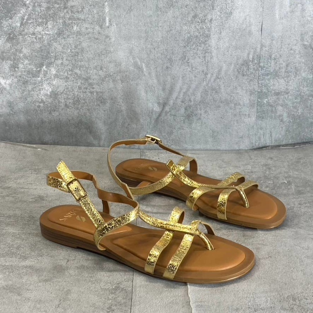 Sarto By Franco Sarto Women's Gold Gemelli Round-Toe Strappy Flat Sandals SZ 6.5 - Picture 2 of 11